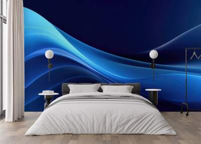 Exquisite royal blue material with smooth wavy texture, abstract wave wallpaper royal blue captivating fabric background Wall mural