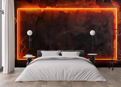 Minimalist neon orange overlay video screen frame border style with black background for online gaming streams Wall mural