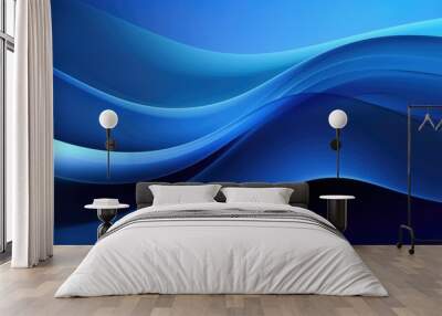 Refined cobalt silk with elegant curving surface, abstract wave wallpaper cobalt captivating textile backdrop Wall mural