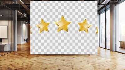 5 gold stars rating vector illustration isolated on transparent background. Stars arranged in an arch for web or app Wall mural