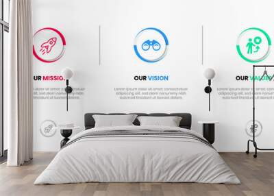 Mission Vision Values infographic Banner template. Company goal infographic design with  Modern flat icon design. vector illustration infographic icon design banner. Wall mural