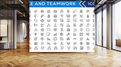 People and teamwork line icons collection. Big icon set in a flat design. Thin outline icons pack Wall mural