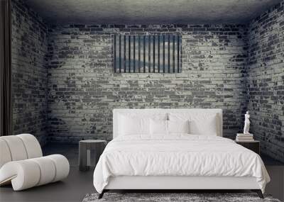 room with brick wall and small window Wall mural