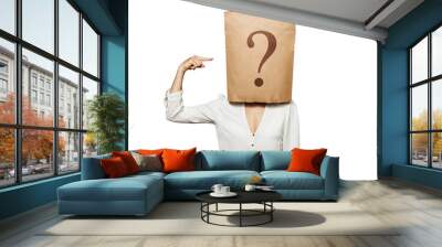 woman pointing at question Wall mural