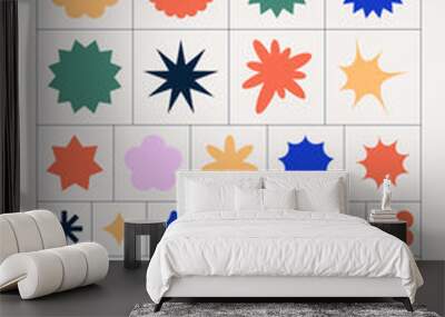 Retro abstract vector shapes. Geometry forms Wall mural