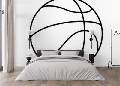 Black and White Basketball Ball Outline Icon Isolated Wall mural