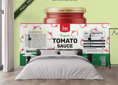 Tomato sauce label bottle jar sticker banner design vector file easy to edit free. Wall mural