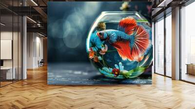 Betta Fish in a decorative bowl Wall mural