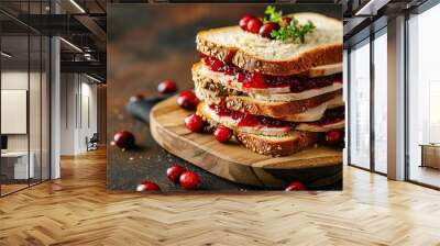 cranberry jelly on turkey sandwiches Wall mural