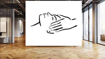 Hand drawn illustration of spa face massage for woman on white background Wall mural