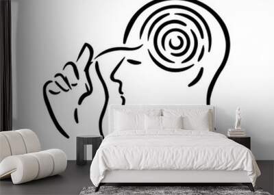 Mental thinking and searching of decision taking hand to maze labyrinth inside man head symbol  Wall mural