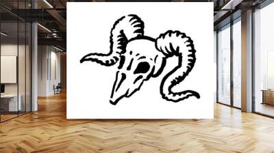 Mystical magic witch ram skull hand drawn illustration Wall mural