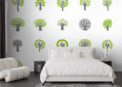 Tree icon set Wall mural