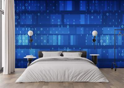 Abstract technology background consisting of binary code. A futuristic binary data stream Filtering machine algorithms. Database vector concept. Wall mural