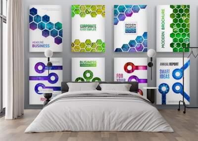 abstract technology cover with hexagon elements. high tech brochure design concept. futuristic busin Wall mural