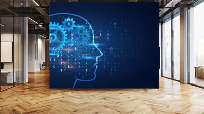 Artificial intelligence business concept. Technology and engineering web background. Future internet technology. Futuristic Cyber brain Web banner. Wall mural