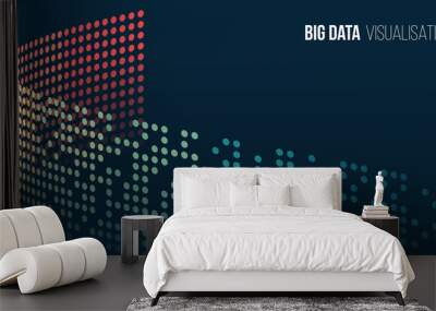 Big data visualization banner. Abstract background with circles array, binary code. Connection structure. Data array visual concept for website. Big data connection complex. Wall mural