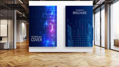 blue layout futuristic brochures, flyers, placards. contemporary science and digital technology conc Wall mural