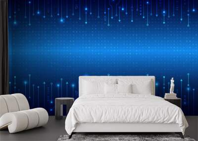 Circuit board with various technology elements. Vector illustration. High-tech futuristic background texture. Wall mural