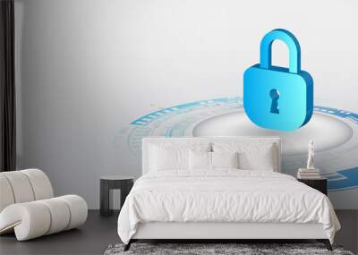 Cyber security for internet projects. Antivirus technology web services. Digital security and network protection. Wall mural