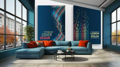 Digital technology and modern scientific concepts. Vector template for brochure or cover. Big data visualization array. Business layout, futuristic brochures, flyers, placards, presentation. Wall mural