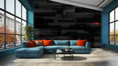 Hi-tech computer concept. Futuristic illustration of colorful light rays.  Technology stripe glowing lines. Digital communication. Speed and motion blur over dark  background. Web banner Wall mural