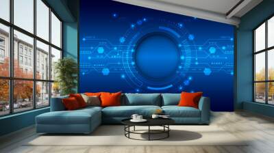 High-tech futuristic background with various technology elements. Circuit board vector illustration. Wall mural