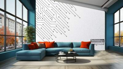 High-tech technology background texture. Circuit board minimal pattern. Science vector illustration. Abstract digital modern concept style. Wall mural