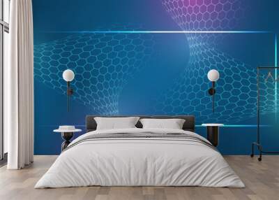 Medical, technology, or science design. Molecule structure abstract background. Modern technical background. Geometric background with hexagonal and high-tech elements for presentation or banner. Wall mural