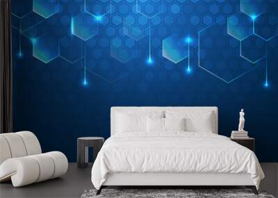 Medical, technology or science design. Vector banner design with hexagons abstract background. High tech design concept. Futuristic business layout. Digital poster templates. Wall mural