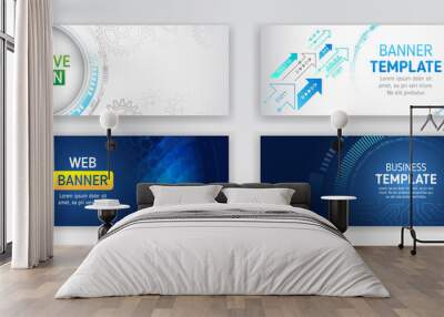 Modern graphic template for websites. High tech futuristic technology background. Cyber security for business and internet projects. Abstract web design banner. Wall mural