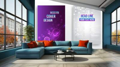 Page layout set for sci-fi. Set of high-tech covers for marketing. Modern technology design for posters. Futuristic background for flyer, brochure. Scientific cover template for presentation, banner. Wall mural