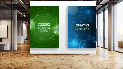 Set of high-tech covers for marketing. Modern technology design for posters. Futuristic background for flyer, brochure. Scientific cover template for presentation, banner. Wall mural