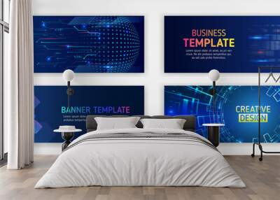 set of modern banner templates for websites. abstract social media cover design. horizontal header w Wall mural