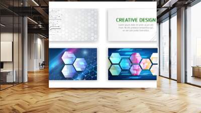 Set of modern banner templates for websites. Abstract social media cover design. Horizontal header web background. High tech design with technological elements. Science and digital technology concept Wall mural