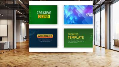 Set of modern banner templates for websites. Abstract social media cover design. Horizontal header web background. High tech design with technological elements. Science and digital technology concept Wall mural