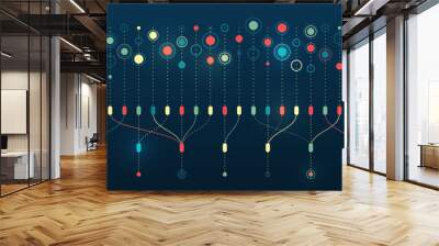 Structuring the flow of information. Data analytics concept. Sorting a large amount of data on a dark background. Big data visualization. Futuristic network or business analytics. Wall mural