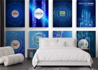 Technology modern brochure templates. Science and innovation hi-tech background. Sci-fi Flyer design. Set of Futuristic business cover layout. Wall mural