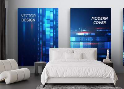 Technology modern brochure templates. Science and innovation hi-tech background. Sci-fi Flyer design. Set of Futuristic business cover layout. Wall mural