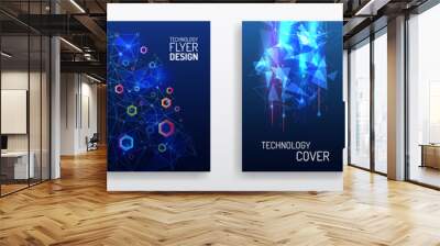 Technology modern brochure templates. Set of Science and innovation hi-tech background. Flyer design of tech elements. Futuristic business cover layout. Wall mural