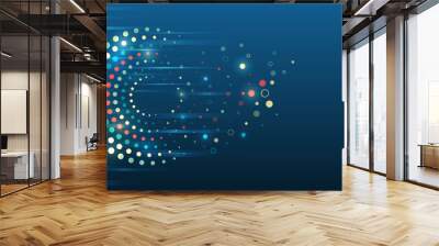 Vector technology background. Big data visualization. Abstract stream information with circles array and binary code. Information analytics concept. Filtering machine algorithms. Sorting data. Wall mural