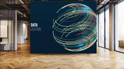 Vector technology background. Big data visualization. Abstract stream information with circles array and binary code. Information analytics concept. Filtering machine algorithms. Sorting data. Wall mural