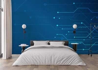 Wide Abstract modern futuristic, technology background. Hi tech digital communication. Circuit board technology background. Electronic motherboard. Wall mural