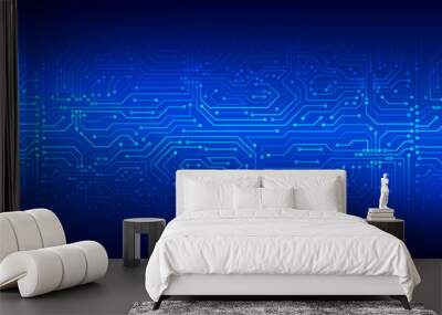 Wide High-tech technology background texture. Circuit board vector illustration. Microelectronics and engineering concept. Wall mural