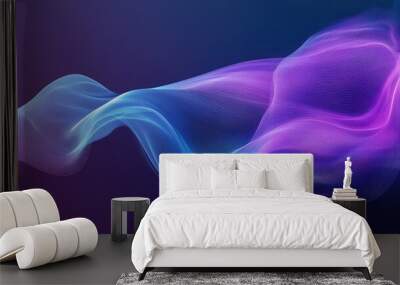 A fluid, abstract background with flowing lines in shades of purple and blue, creating a sense of motion. Wall mural