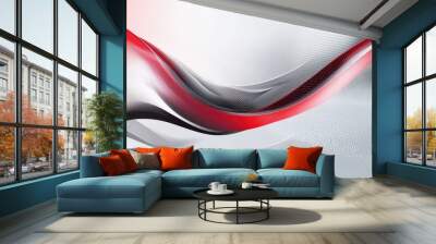 Abstract vector illustration featuring a dynamic blend of red, gray, and white with ample blank space. Modern and futuristic design perfect for presentations and banners. Wall mural