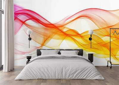 Dynamic wave lines in bright colors, set against a white background. Ideal for abstract, modern business designs and cover art. Wall mural