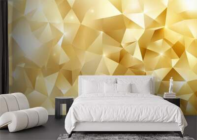 Gold polygonal geometric abstract background with a blend of shimmering tones and angles, perfect for upscale vector illustrations. Wall mural