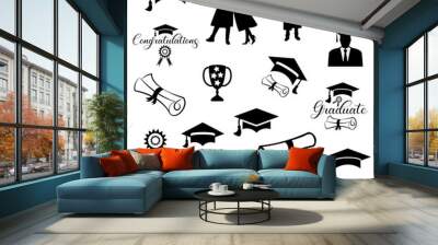 graduation icon set Wall mural