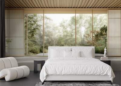 Minimalist Interior with Serene Nature View Wall mural